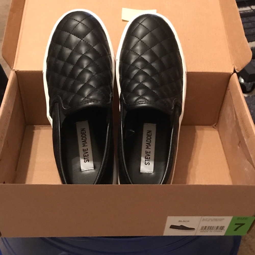 Steve Madden Black Quilted Slip-On Sneakers - Picture 3 of 4